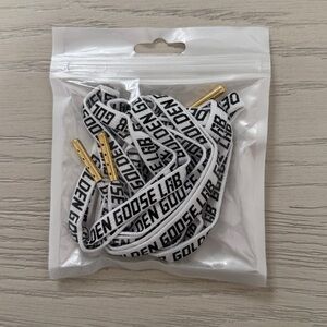 Golden Goose Black and White Laces with Gold Tips